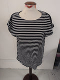 Next Large Navy Stripe Cap Sleeve T-shirt