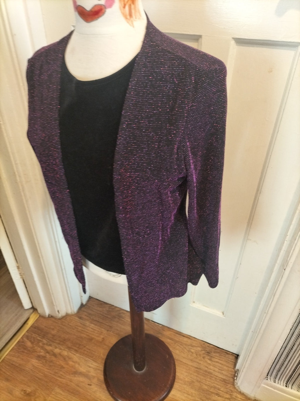 Ladies Mila Paoli Size 10 Purple Sparkle Long Sleeved Blouse