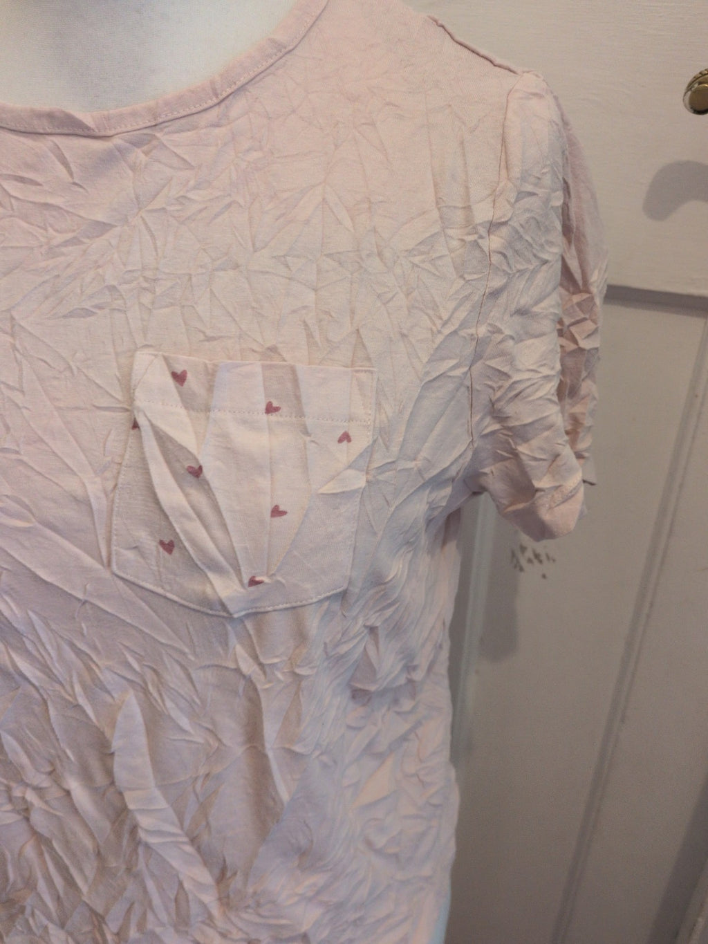 Tu Medium Pale Pink Heart Pocket Pyjama Top