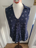 Ladies M&Co Size 12 Navy Palm Tree Sleeveless Polo