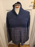 Mens North Coast Size Small Navy/Grey High Neck Long Sleeved Jumper