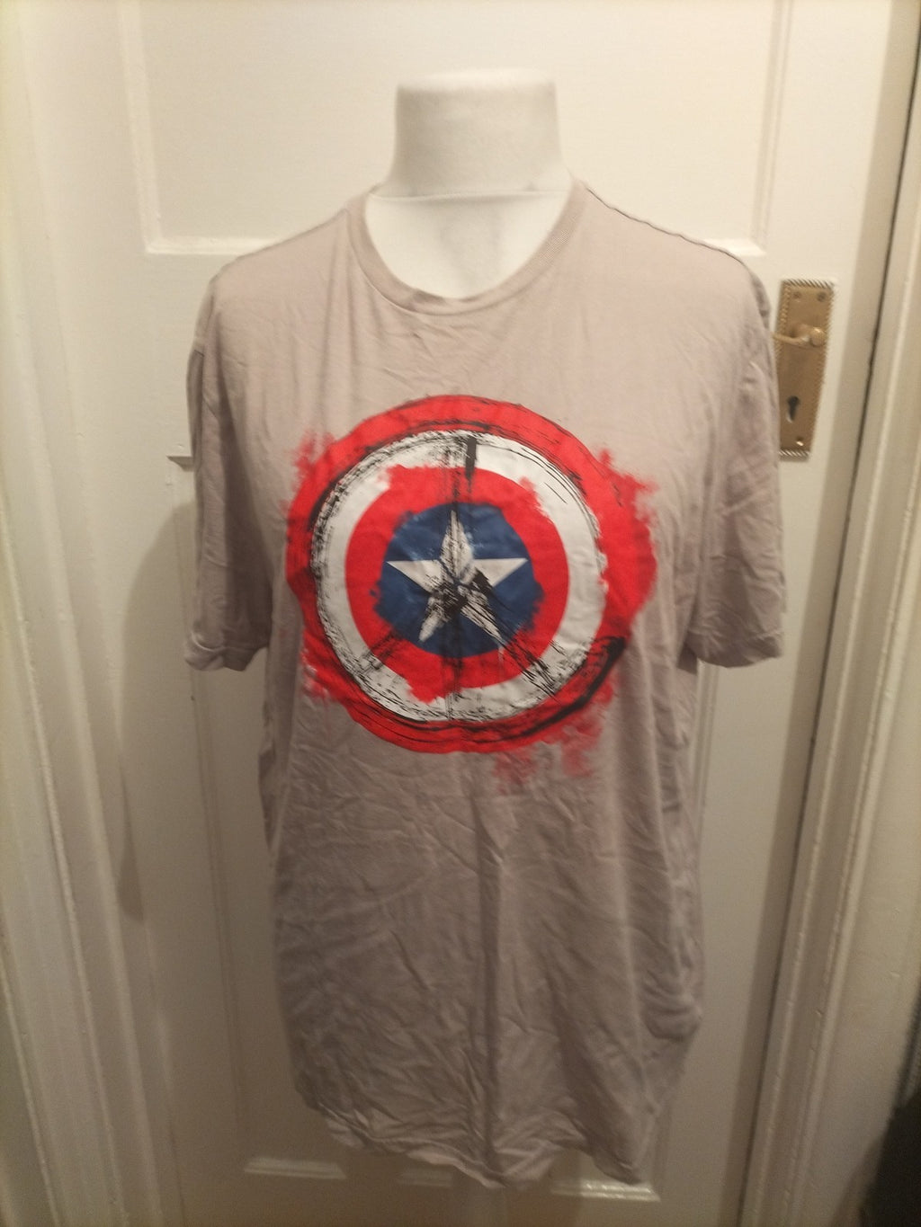 Mens George Size XL Beige Print Marvel Short Sleeved Pyjama Top