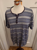 Mens George Size Large Grey Striped Short Sleeved Pyjama Top