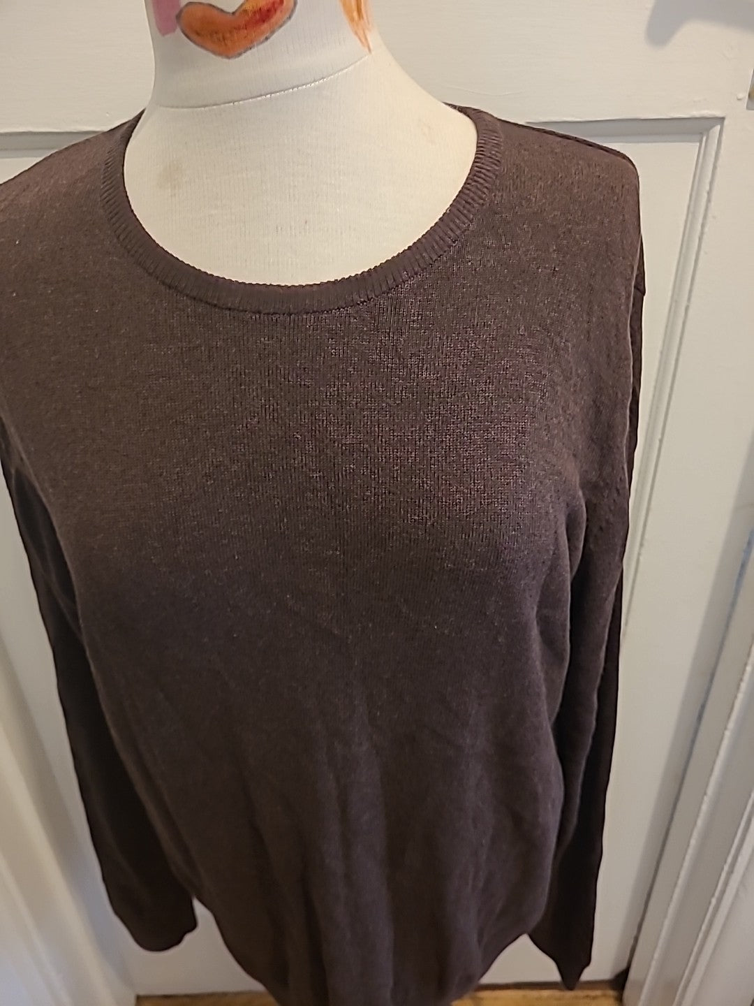 Mens Haworth Size Large Brown Long Sleeved Pullover Lightweight Jumper