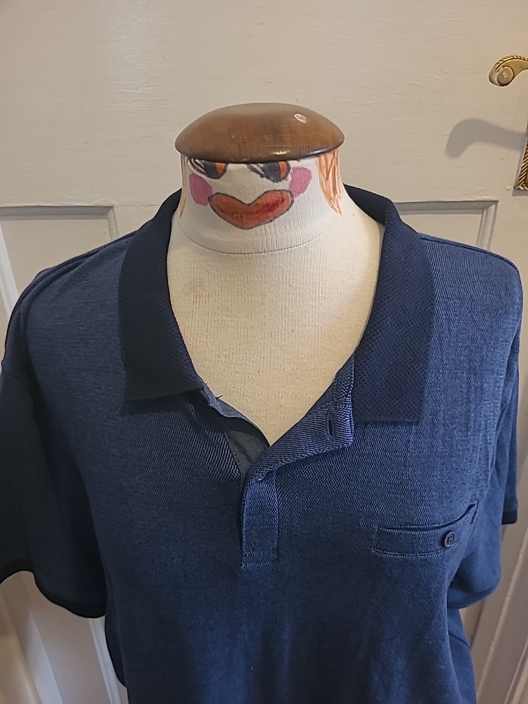 Mens TU Size XL Pure Cotton Navy Short Sleeved Polo
