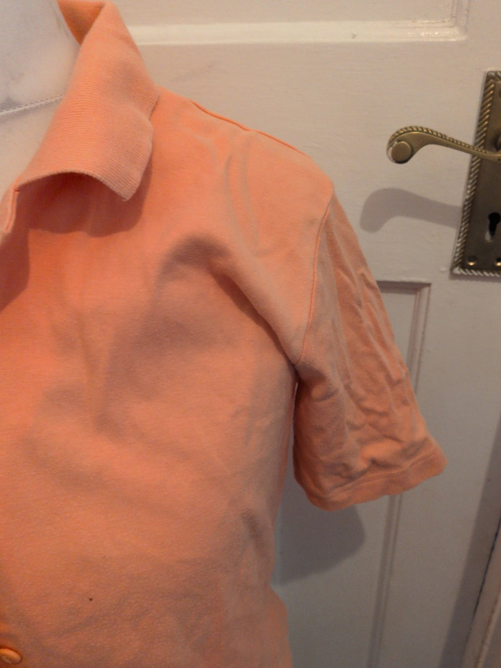 BHS 14 Pale Orange Collared Buttoned Short Sleeve Blouse