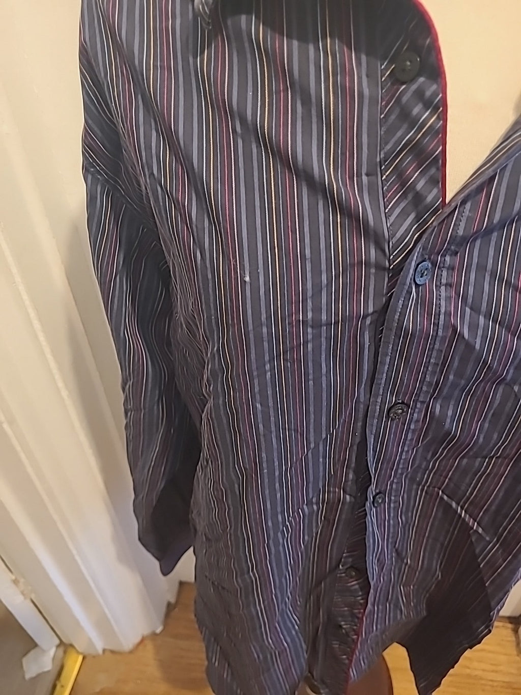 Mens Marks And Spencer Autograph Size Large Striped Multi Long Sleeved Shirt