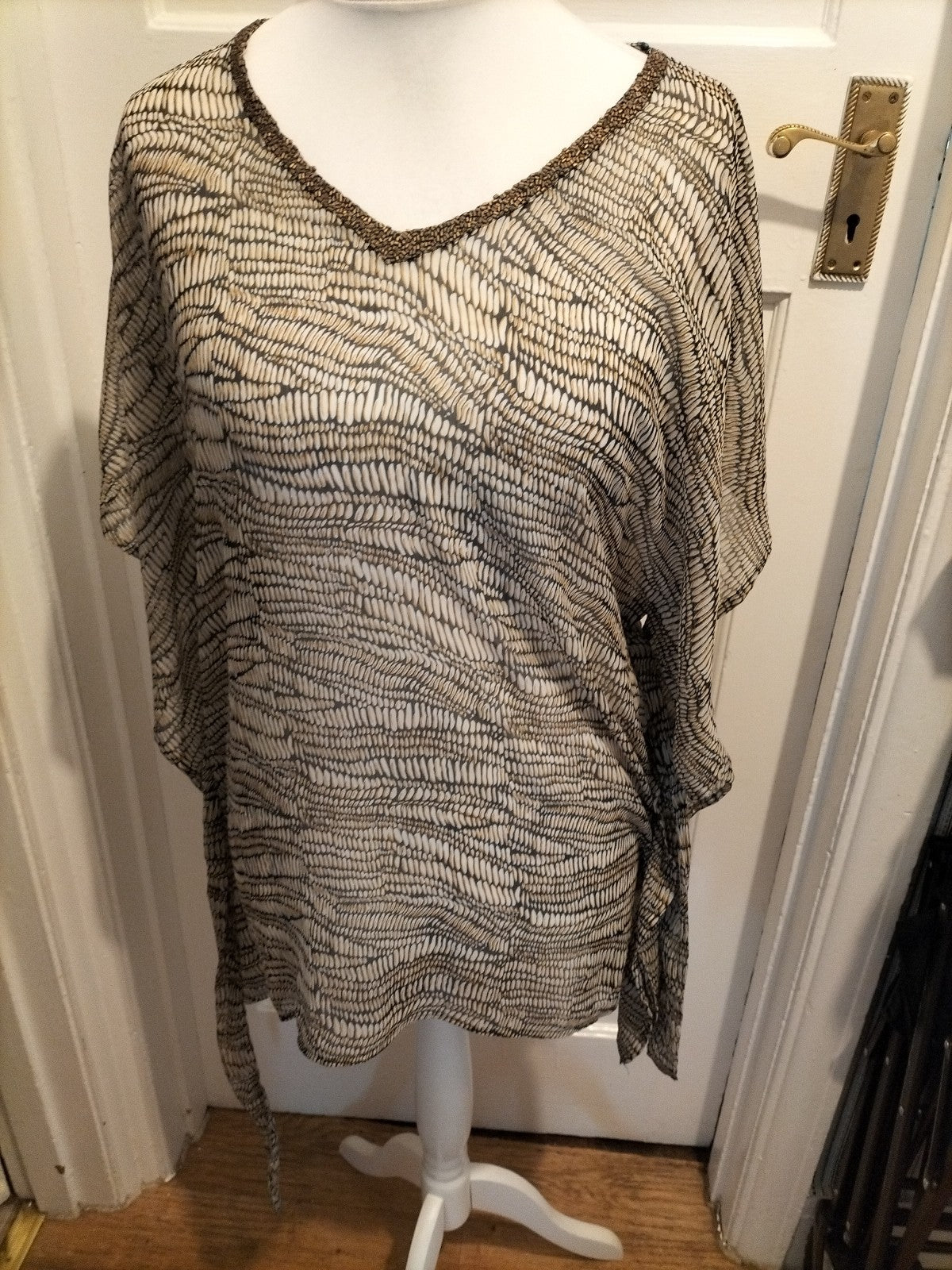 Ladies F&F Size Medium Crocodile Sheer See Through Over Dress