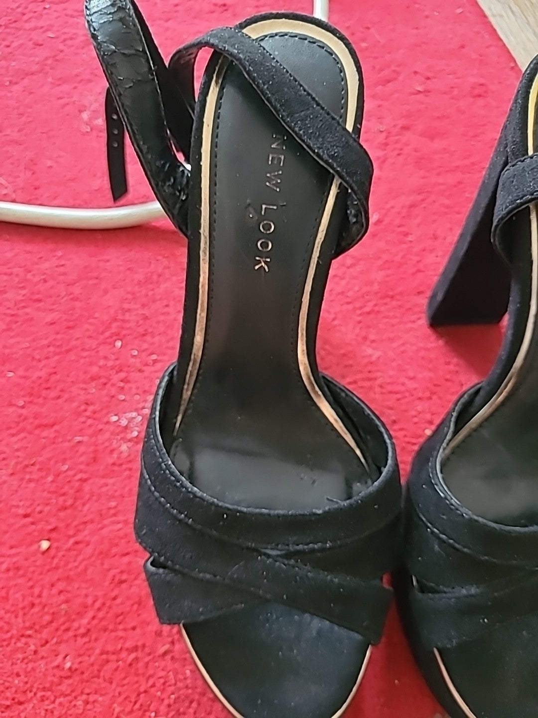 Ladies New Look Size 3 Black Open Toe Heels