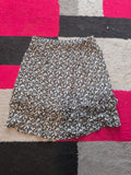 Ladies Next Size 6 Pale Beige And Black Floral Elasticated Skirt Knee Length