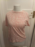 Ladies Tu Size 10 Red And White Striped Short Sleeved T-shirt