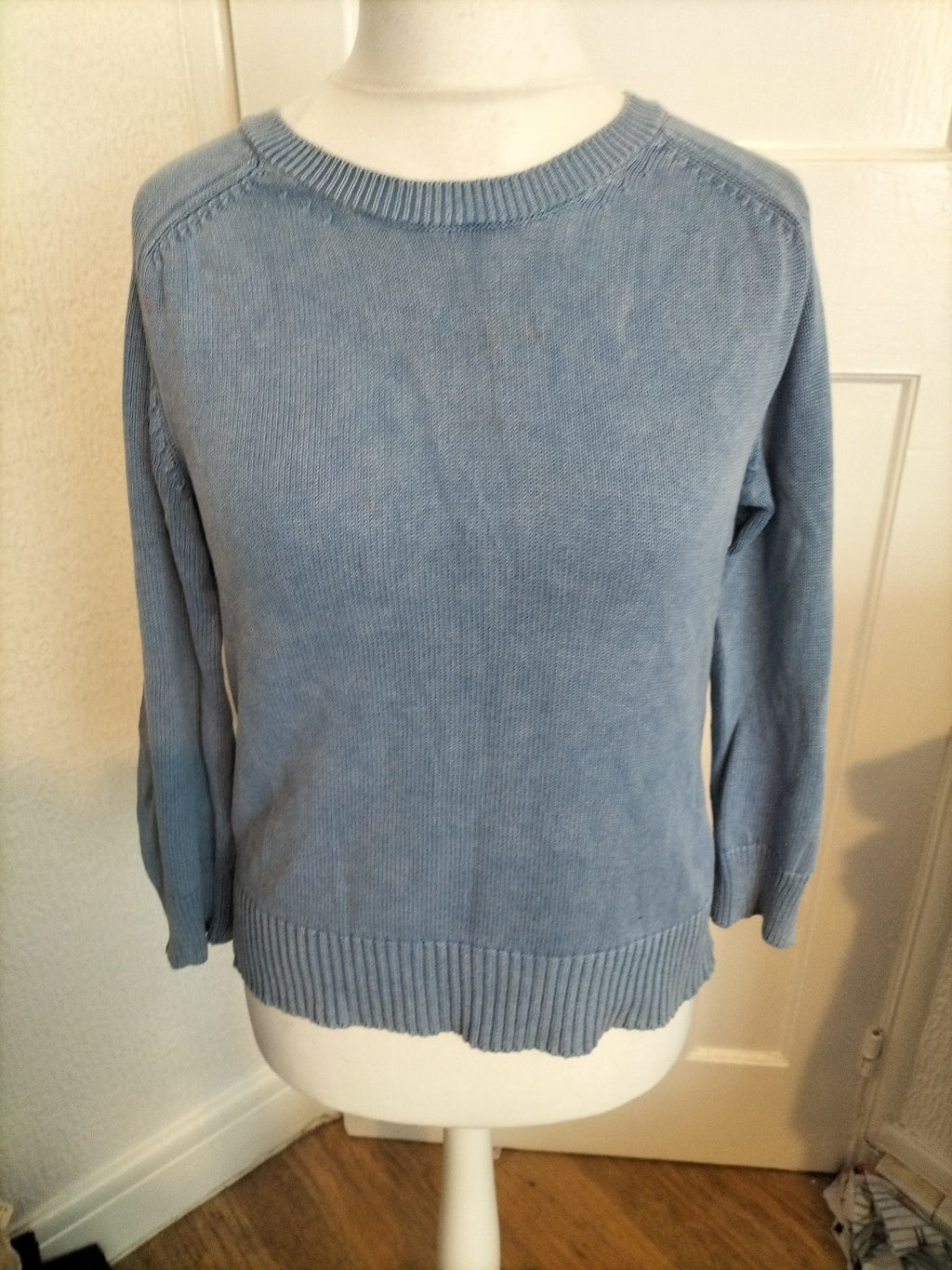 Ladies Zara Size Large Blue Ribbed Jumper