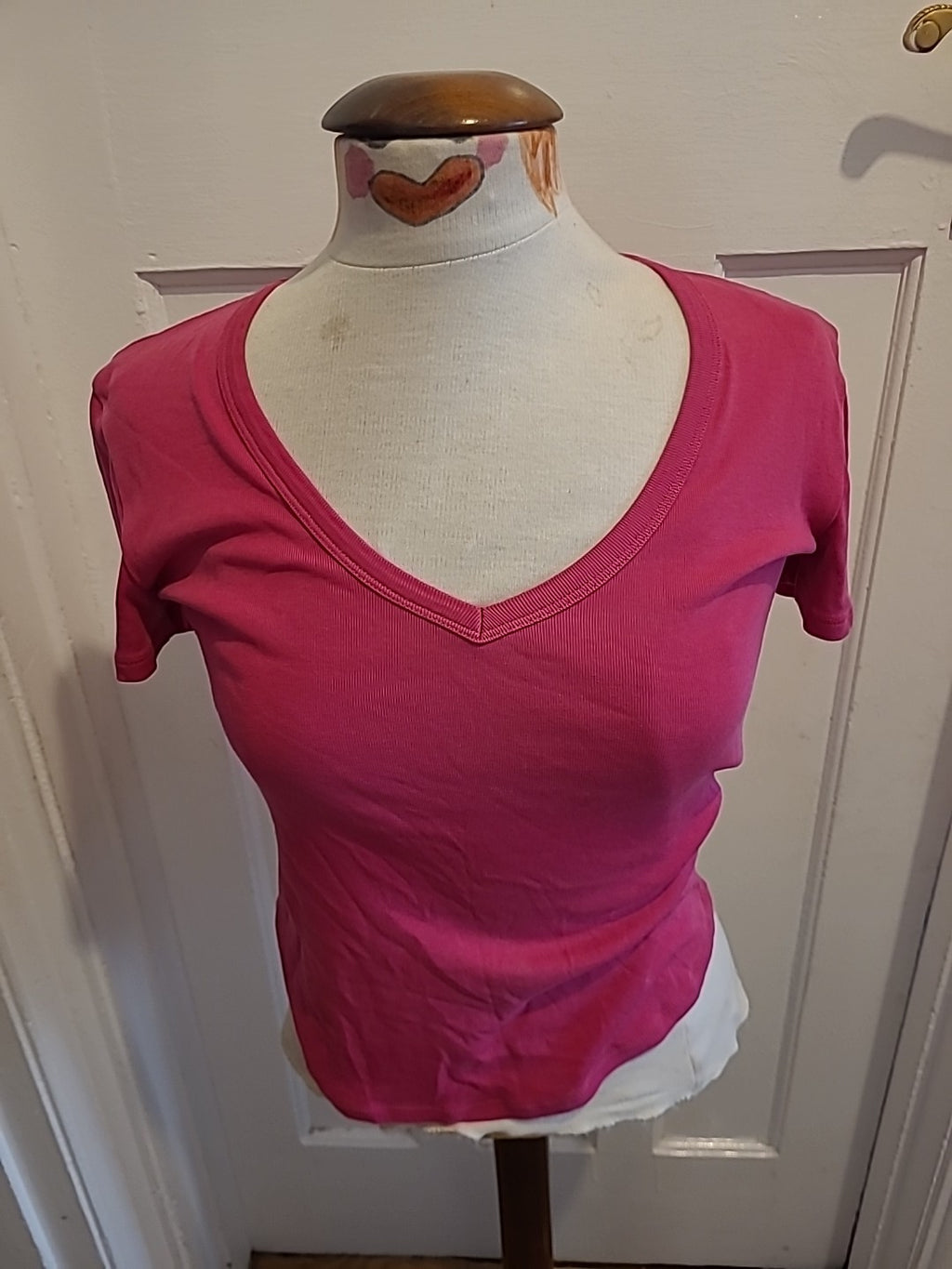 Ladies M&S Woman Size 8 Bright Pink Short Sleeved Tee