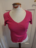 Ladies M&S Woman Size 8 Bright Pink Short Sleeved Tee