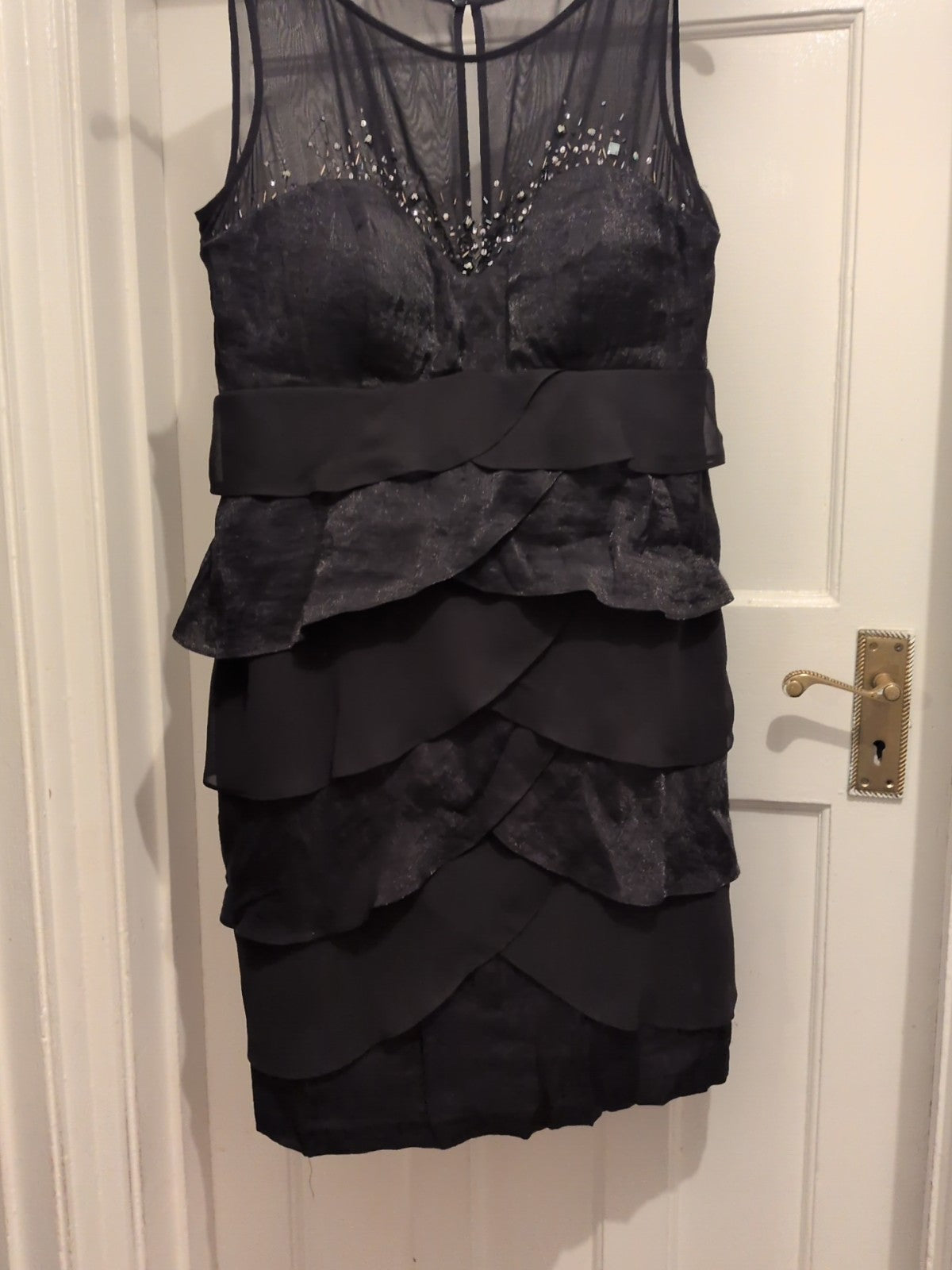 S.L Fashions 16 Black Pleat Dress Sleeveless