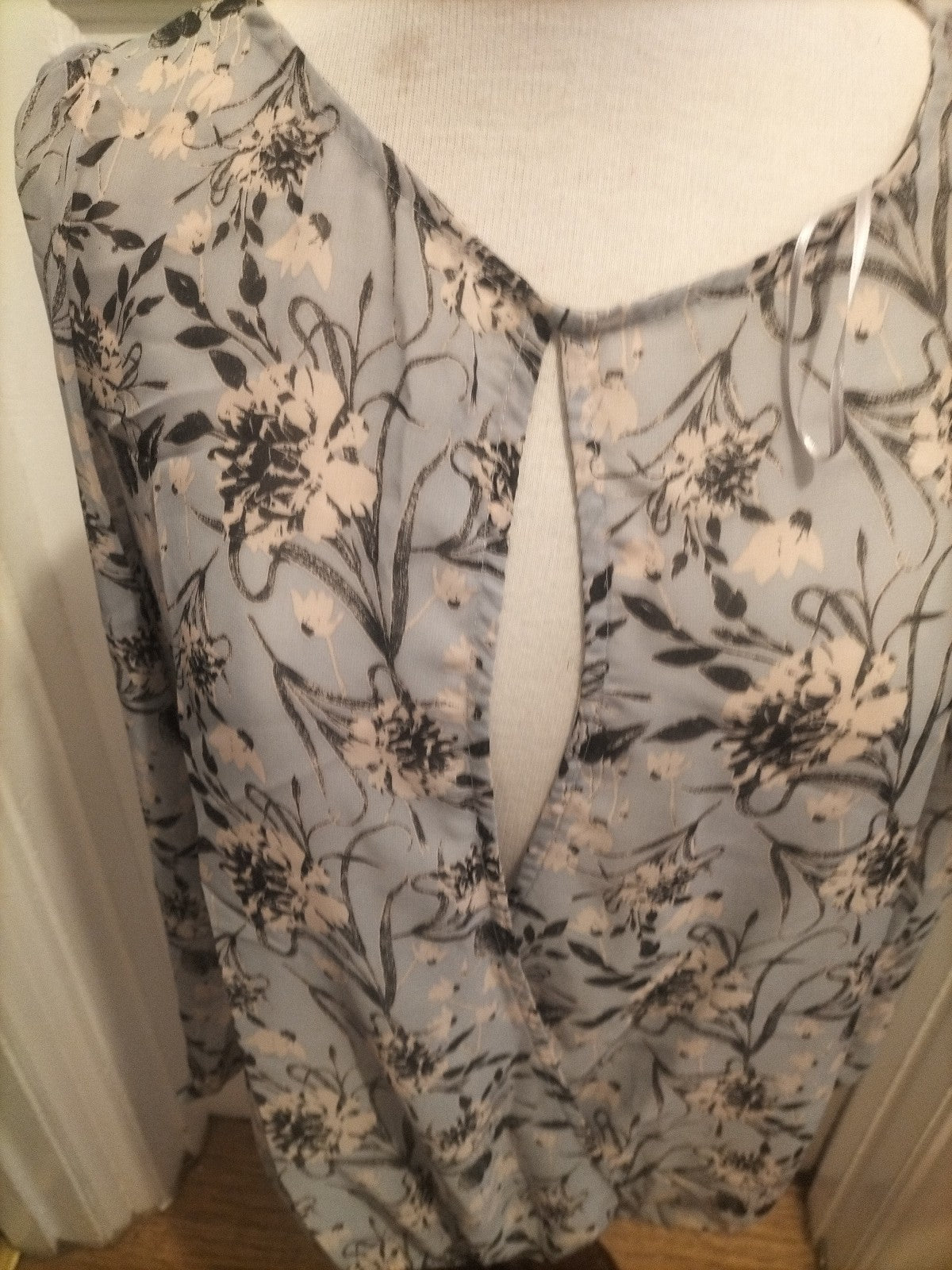 Brand New Ladies Tu Size 12 Pale Blue Floral Long Sleeved Blouse