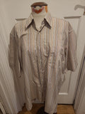 Mens Geoffrey Beene Size 17" Multi Striped Shirt Short Sleeve