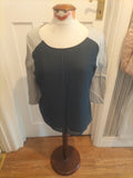 Ladies Crew Clothing Size 10 Navy Grey Long Sleeved Tshirt