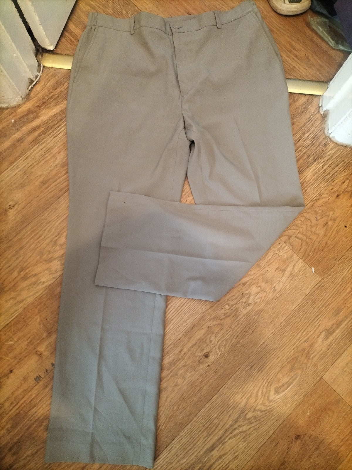 Mens Cotton Traders 38" Stone Flax Colour Stretch Smart Trousers