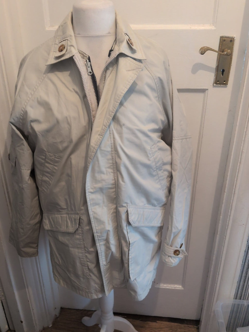 St Michael Medium Cream With Tartan Lining Bomber Jacket