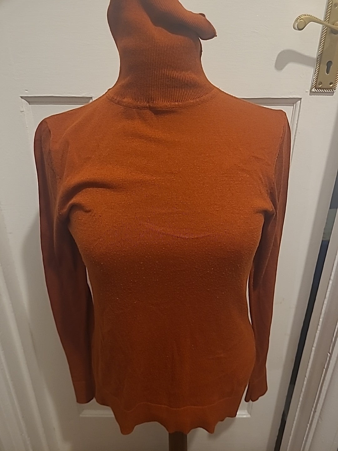 Ladies Warehouse Size 12 Rust Long Sleeved High Neck Top