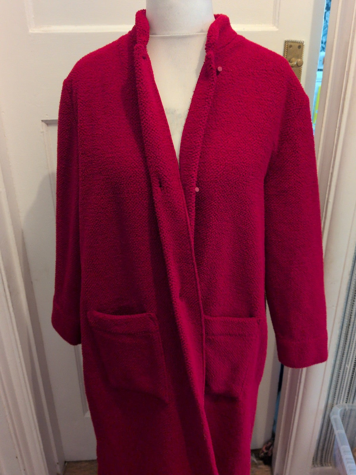 Marks And Spencer 16-18 Red Long Sleeve Buttoned Robe