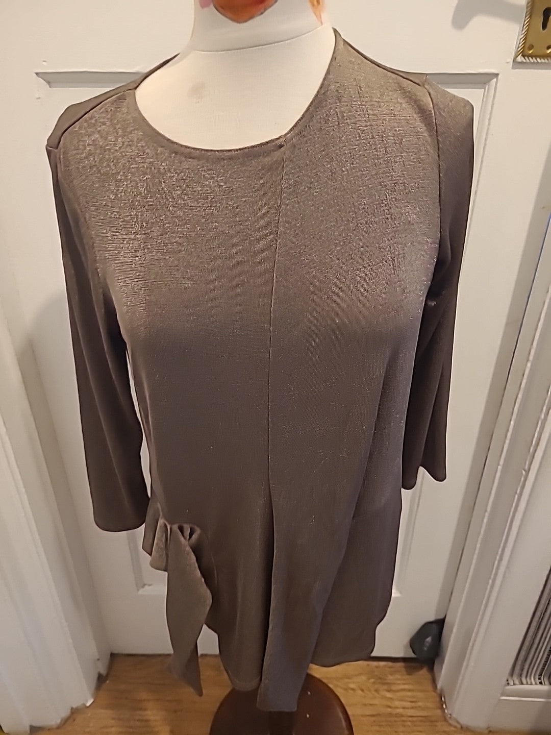 Ladies Kaleidoscope Size 14 Brown Shimmery Mid Sleeved Blouse