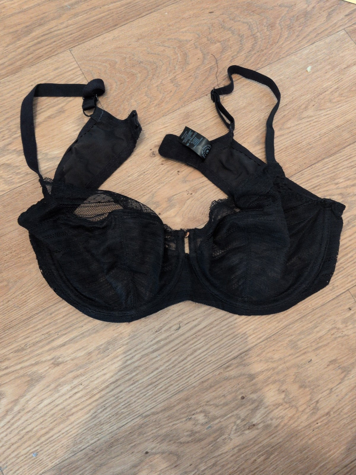 George 38D Black Wired Lace Bra No Padding