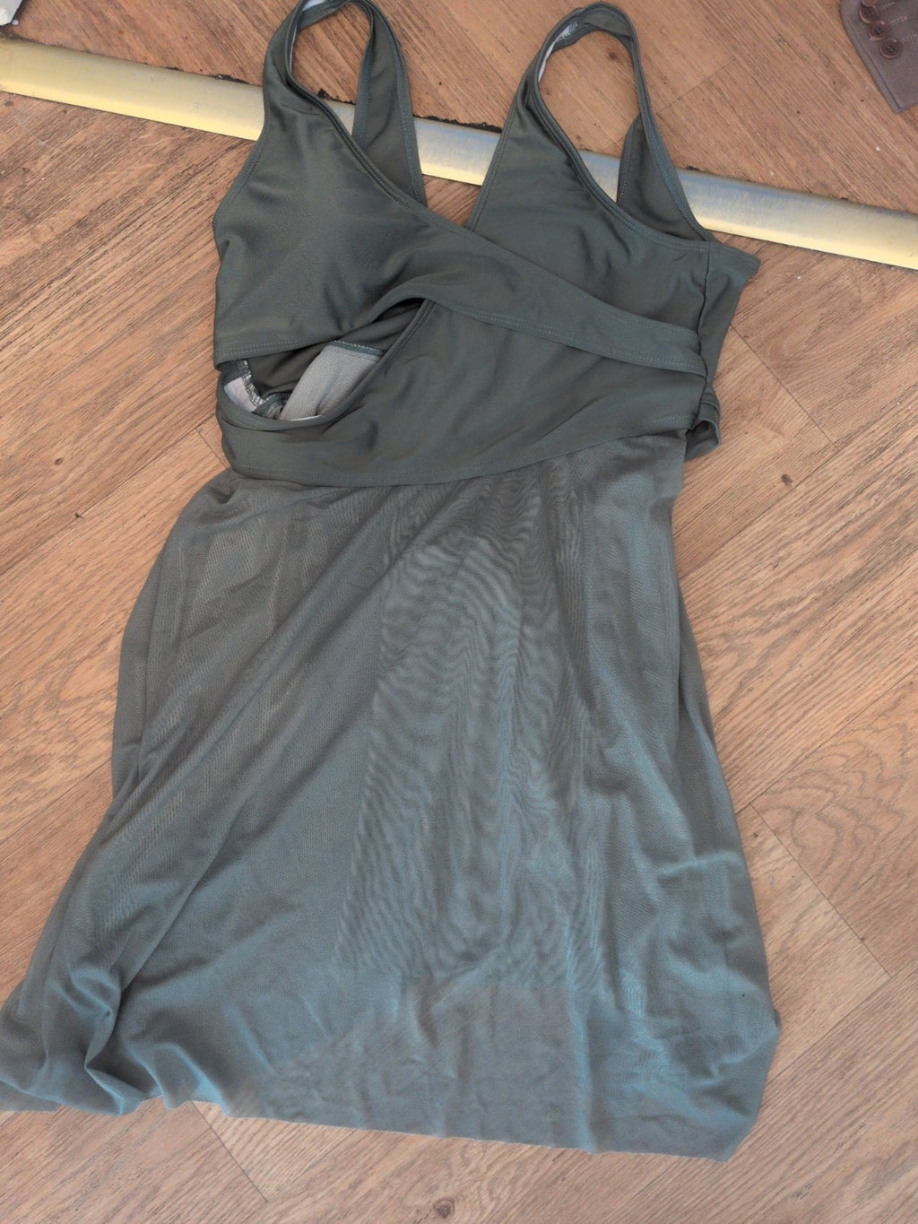 Large Khaki Sleeveless Beach Dress Padded Sheer