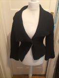 Ladies Marks And Spencer Size 8 Black Long Sleeved V Neck Collared Cardigan