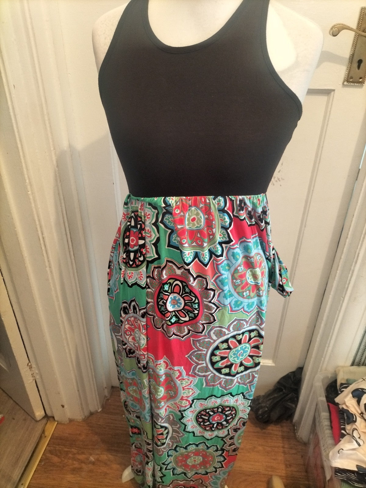 Medium Black And Multicoloured Aztec Sleeveless Dress