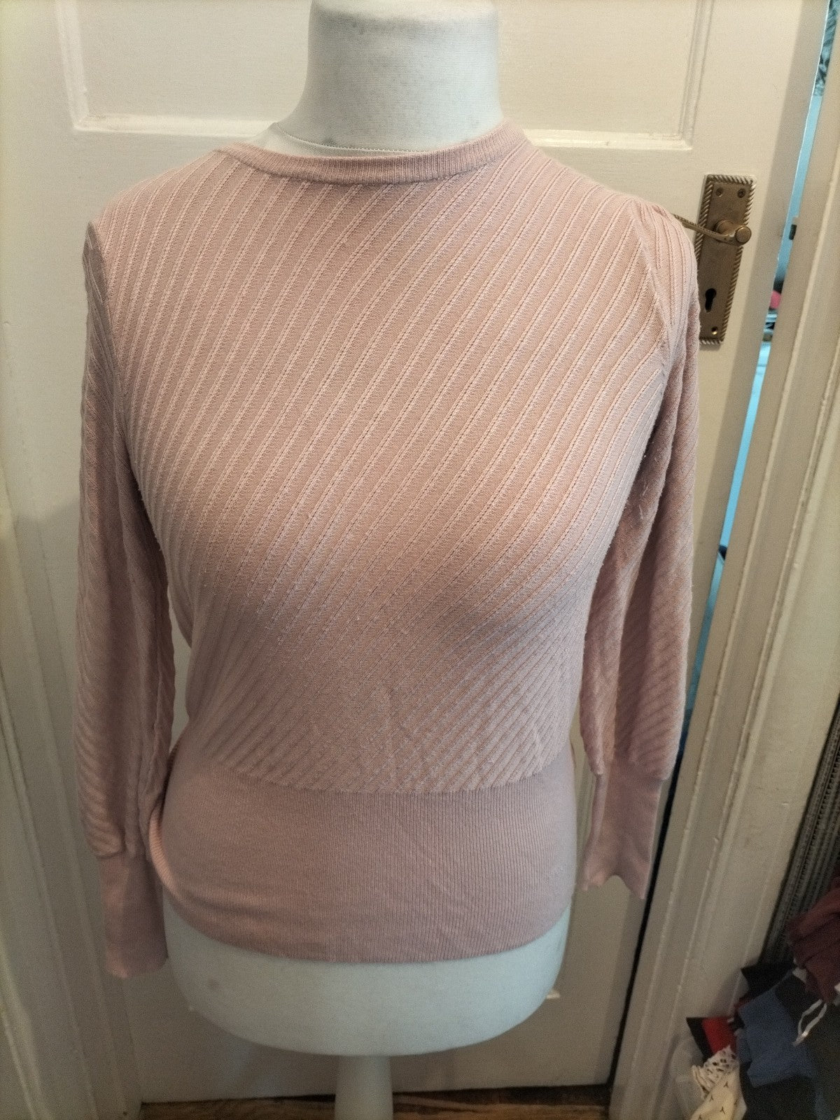 Ladies M&S Collection Size 10 Pink Textured Long Sleeved Round Neck Jumper...