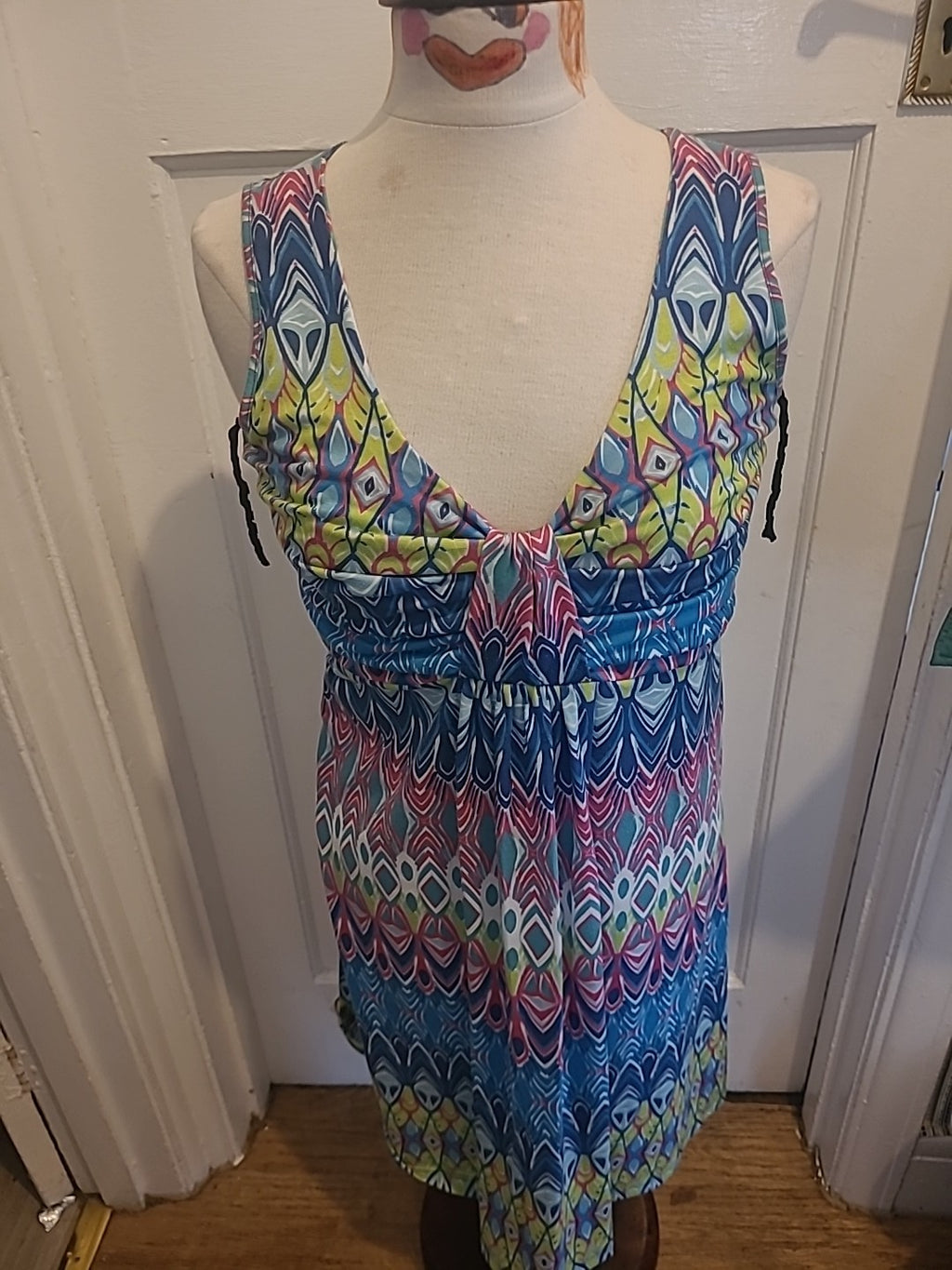 Ladies Forca Portugal Size Medium Multicoloured Sleeveless Low Cut Dress
