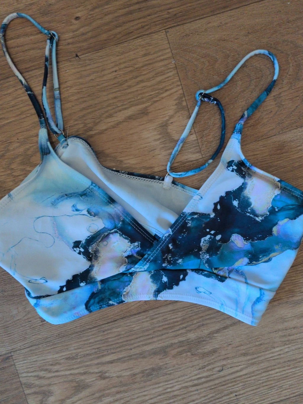 Medium Blue White Dye Style Padded Bralette