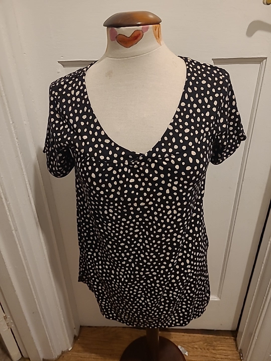 Ladies Fat Face Size 6 Polkadot Short Sleeved Blouse