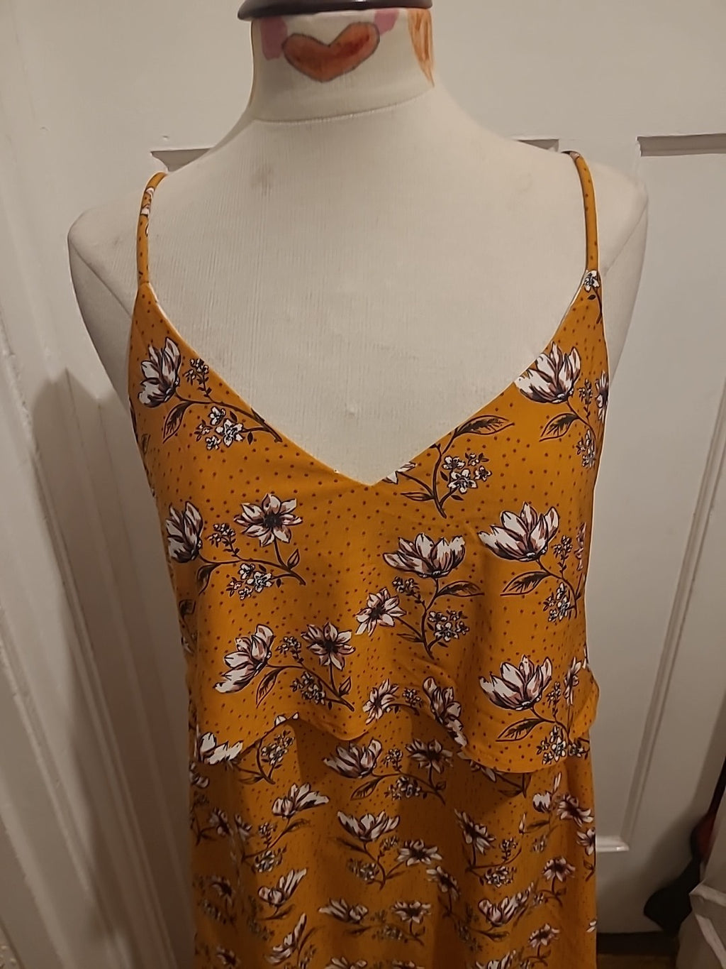 Ladies MNG Size Medium Orange Floral Sleeveless Dress