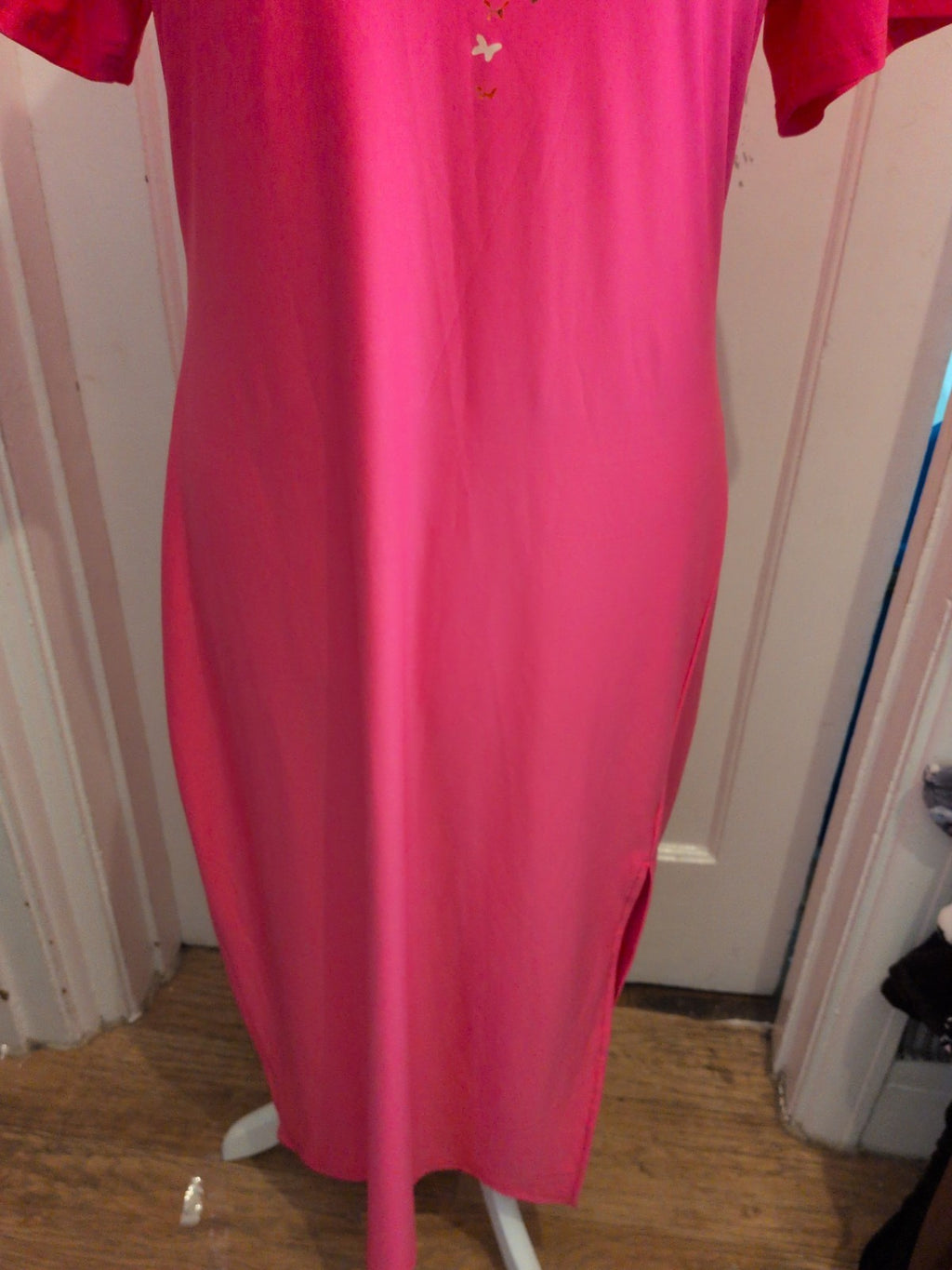 Ladies 2XL Pink Short Sleeve Maxi Dress Long With Heart