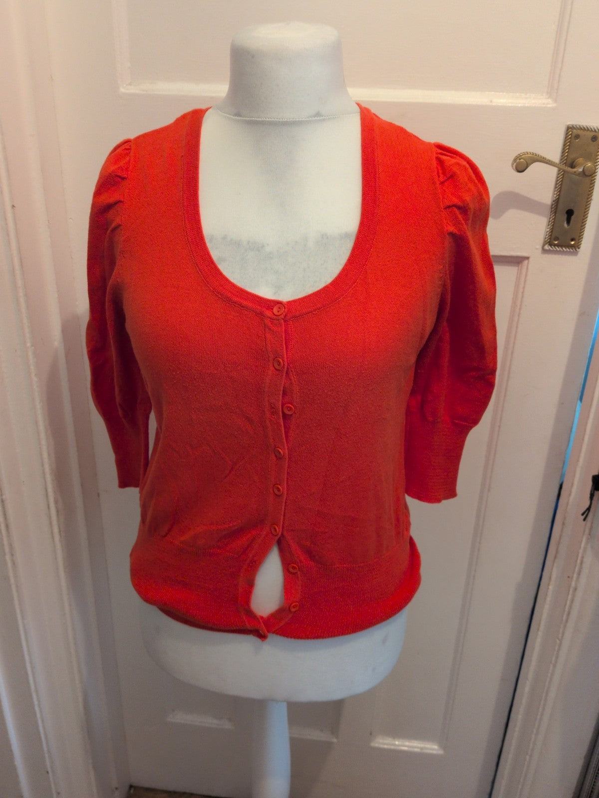 Peacocks 12 Coral Orange Buttoned Cardigan
