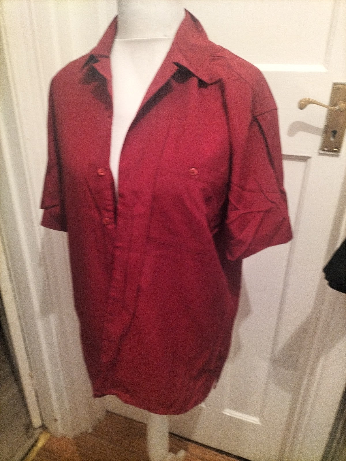Mens Primark Size Large Burgundy Short Sleeved Shirt