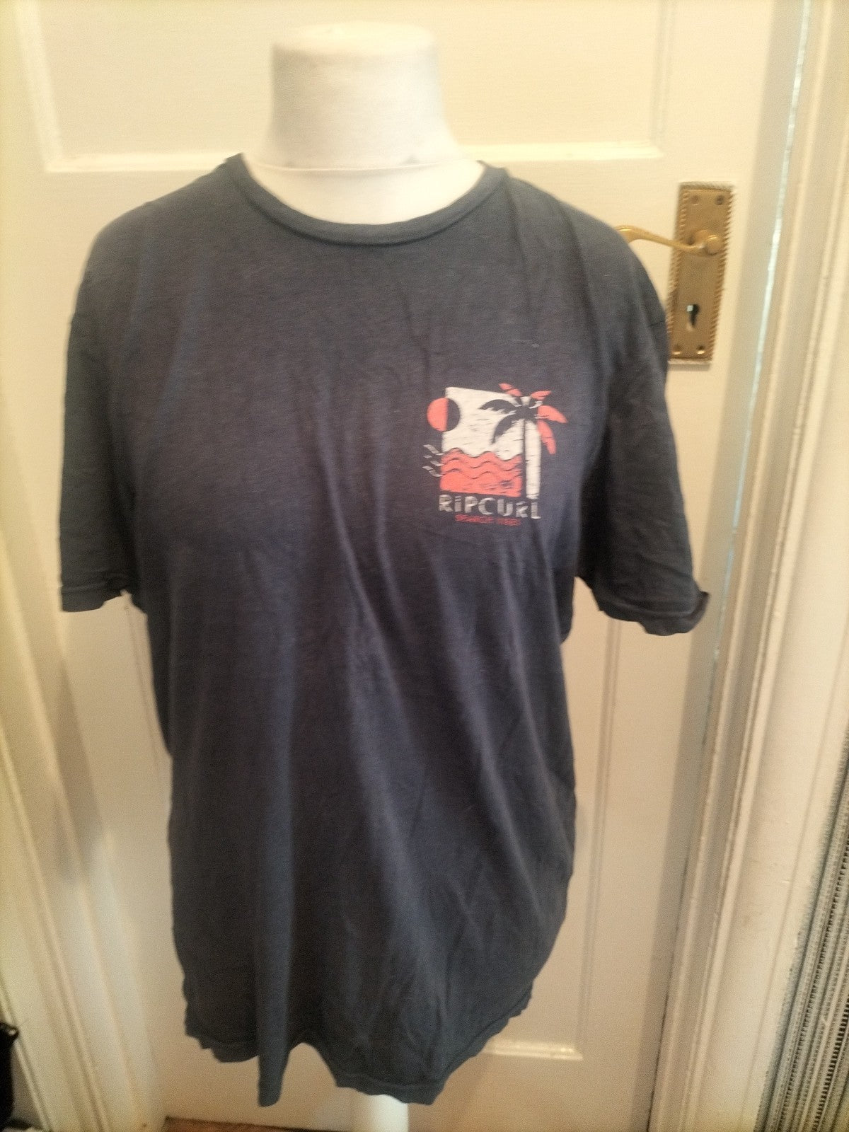 Mens Rip Curl Large Standard Fit Navy T-shirt Short Sleeved