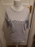 Ladies Simal Size Large White Striped Half Sleeved Tshirt