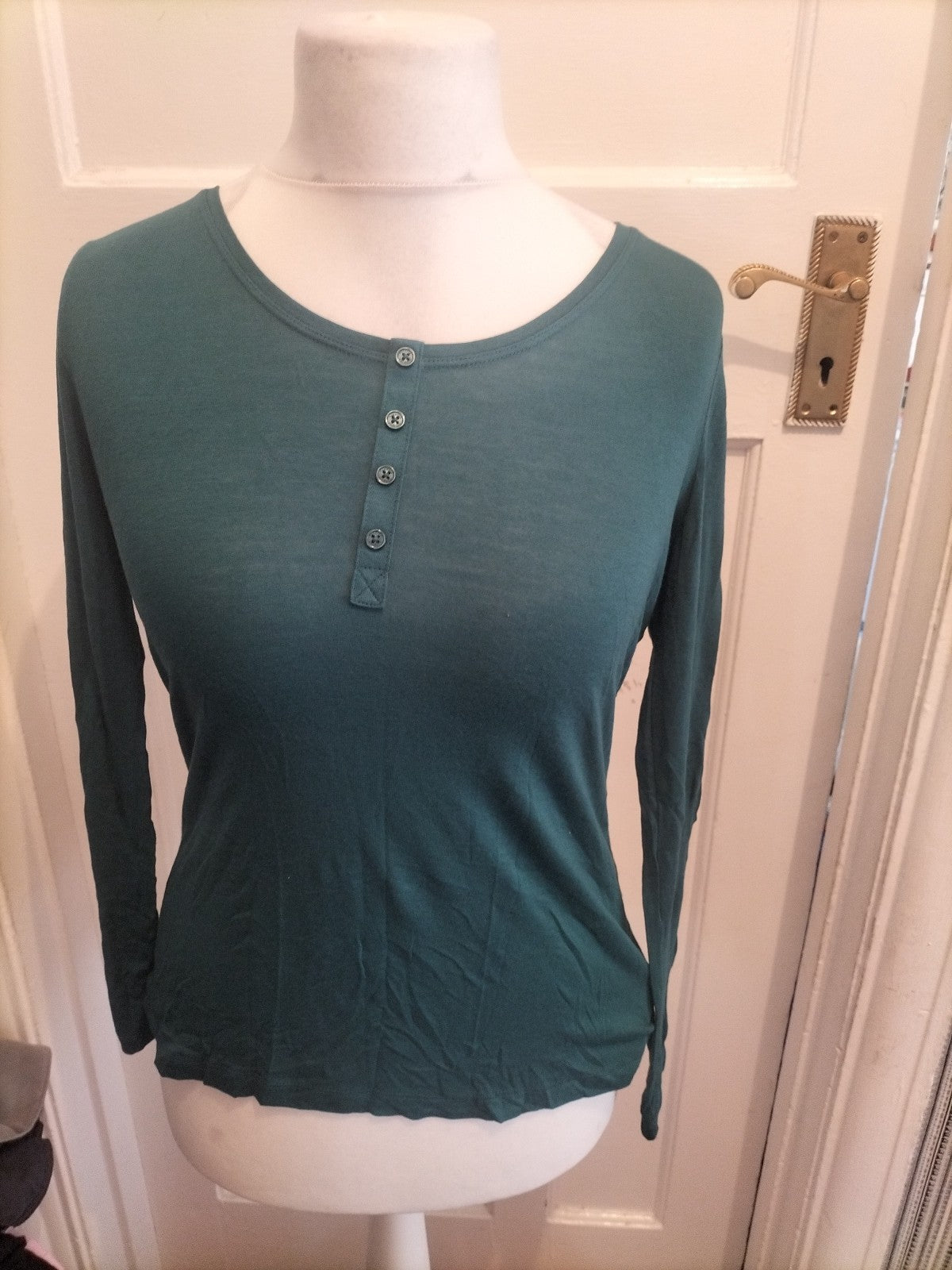 Ladies Esmara Size 14-16 Green Teal Long Sleeved Blouse