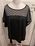 5XL Black Lace Upper Short Sleeve T-shirt