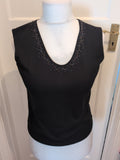 Ladies Epilogue Size 14 Black Patterned Neck Sleeveless Blouse