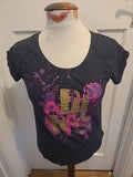 Ladies Adidas Size 14 Black Printed Short Sleeved Tshirt