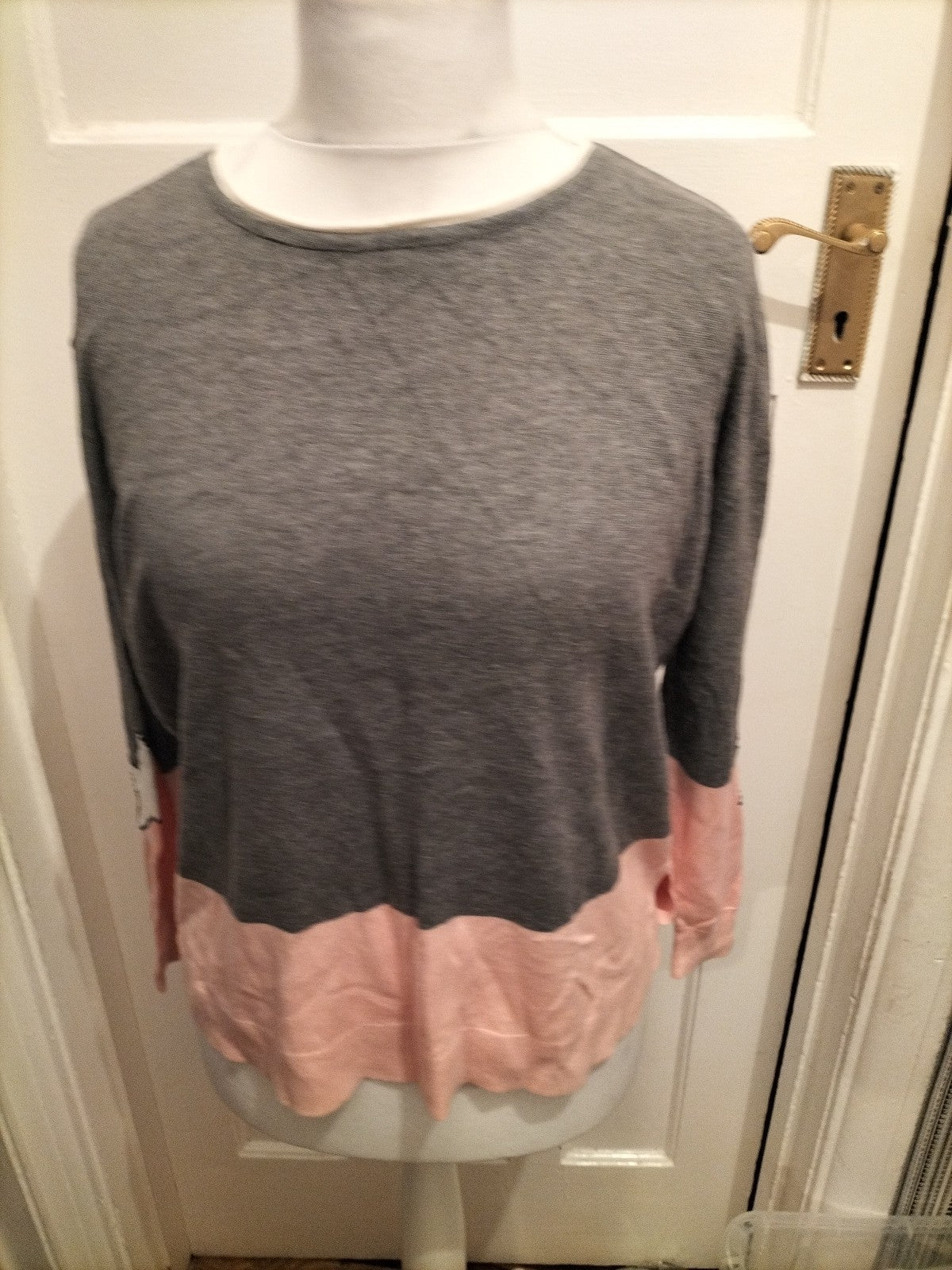 Ladies Principles Size 10 Grey And Pink Pullover Jumper
