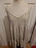 Ladies Primark Size XL White With Green And Black Floral On Sleeveless Dress