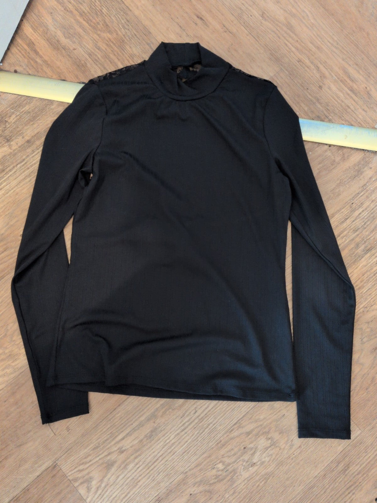H&M Small Black Choker Neck Open Upper Back Top Long Sleeve