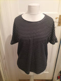 Ladies 12 Matalan Striped Black Short Sleeved Blouse