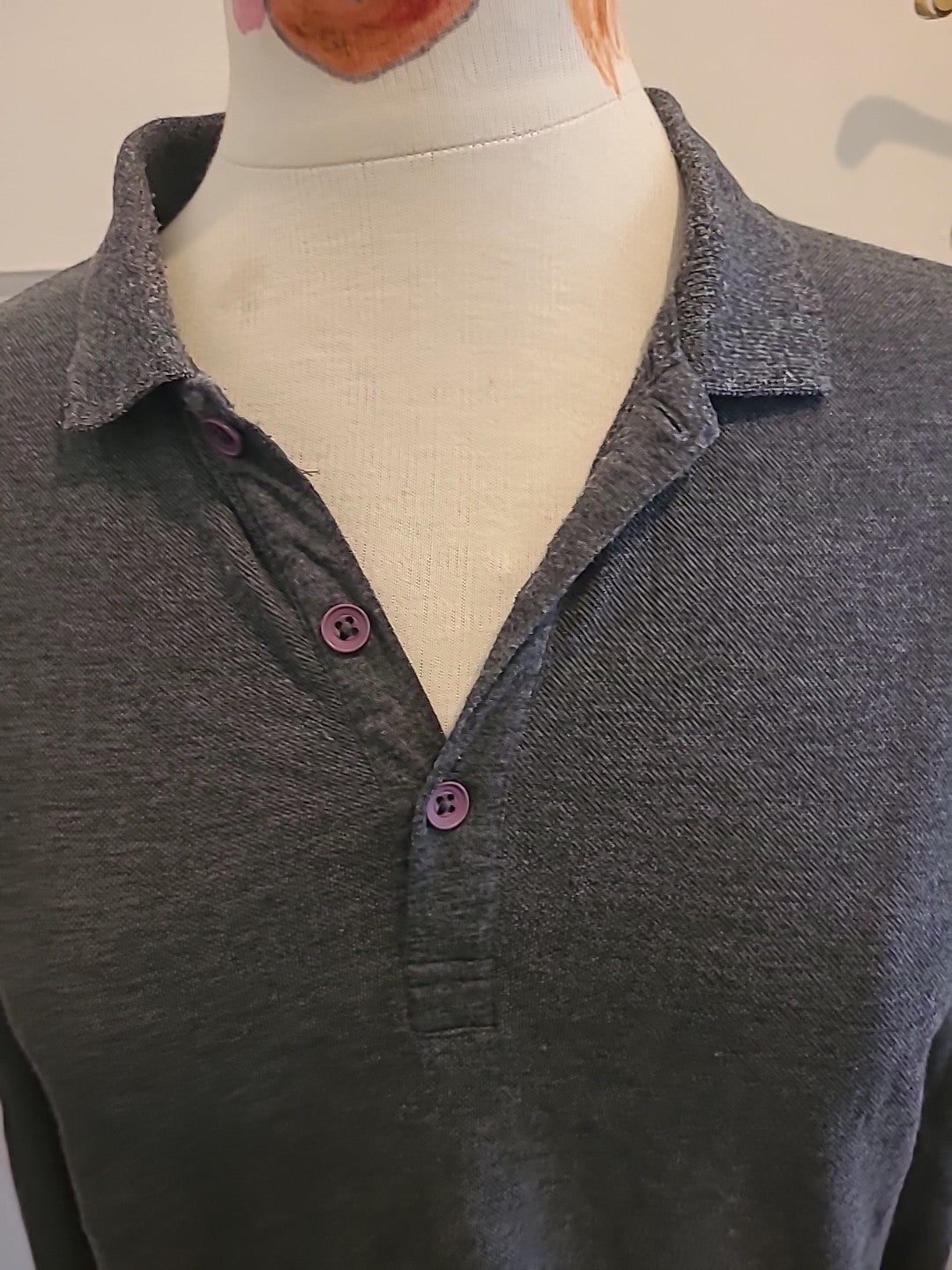 Mens River Island Size Small Grey Long Sleeved Polo